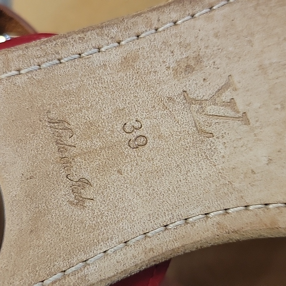 Louis Vuitton Red and Tan Leather Sandals - Picture 9 of 15